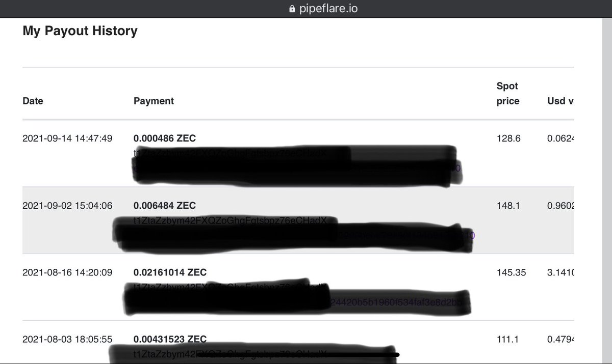 KerpCrypto's tweet photo. I’ve been using PipeFlare for quite a while and never had any issues. I get my payments as promised. This is just a screenshot of the last few that came through. @PipeFlare https://t.co/QL0g8BA39L
