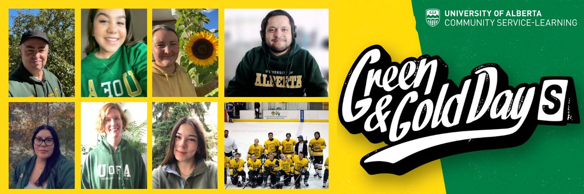 uabCSL's tweet photo. Happy Green &amp; Gold Day(s) from CSL at #UAlberta! ✨

Today (and until September 18), we celebrate everyone who has made our campus community vibrant and inclusive. Wear green or gold to show your school spirit! 

#communityservicelearning #greenandgolddays @UAlberta @UofA_Arts https://t.co/j4usenCRAQ
