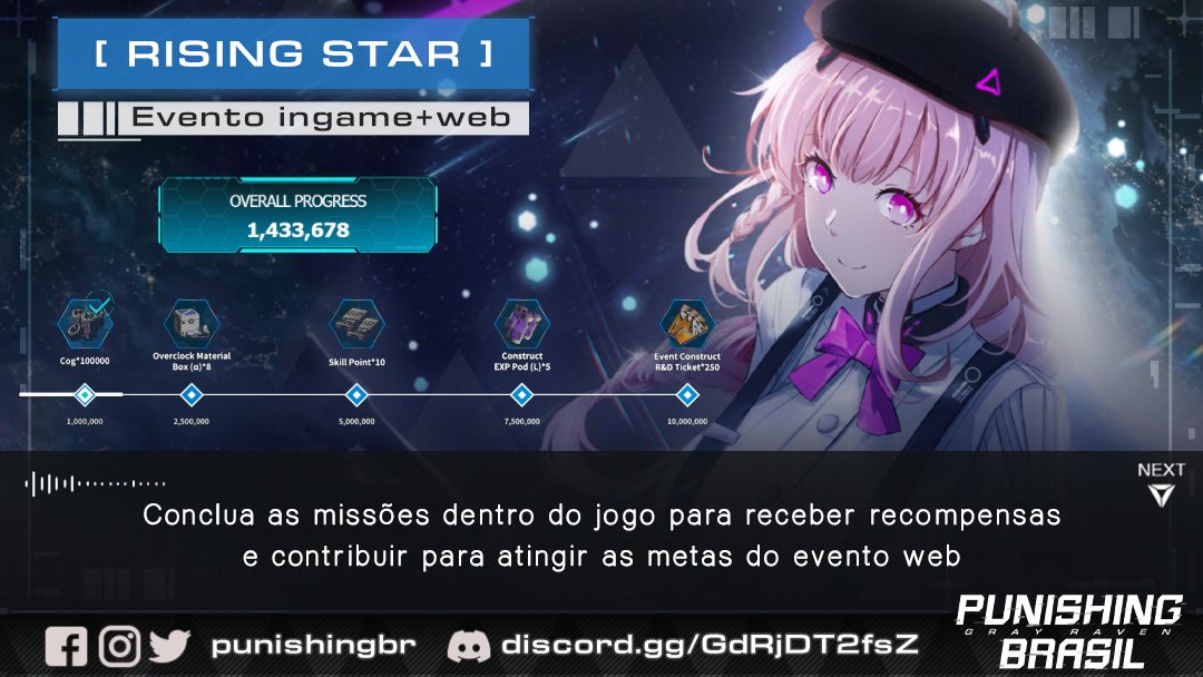 punishingbr's tweet photo. 【Rising Star】

“As noites mais escuras expõem as estrelas mais brilhantes”

Colete 'Component Pieces' por meio do evento Rising Star no jogo para desbloquear recompensas por marcos!

Duração do evento: 13 de setembro, 04:00 AM - 27 de setembro, 03:59 AM (BRT)

#PGR #PGRBR https://t.co/uKjgHTbJcI