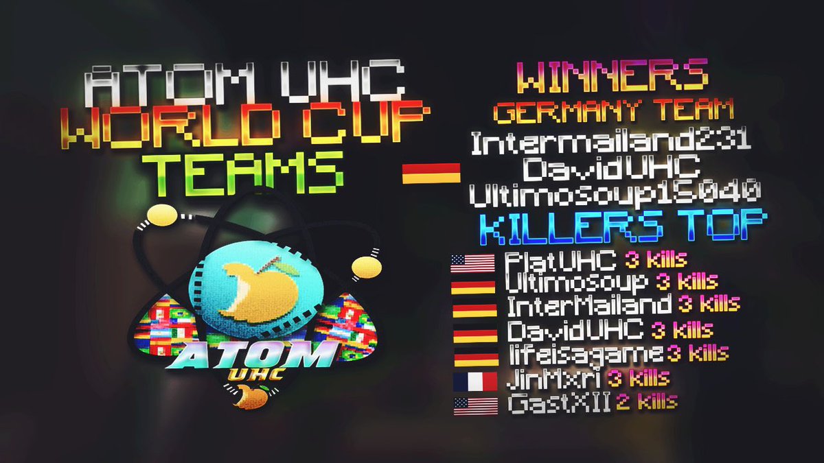 The AtomUHC World Cup took place on Saturday and the winners have been announced:

- Germany with the following players:

>> InterMailand231 (MVP),  DavidUHC and Ultimosoup15040.