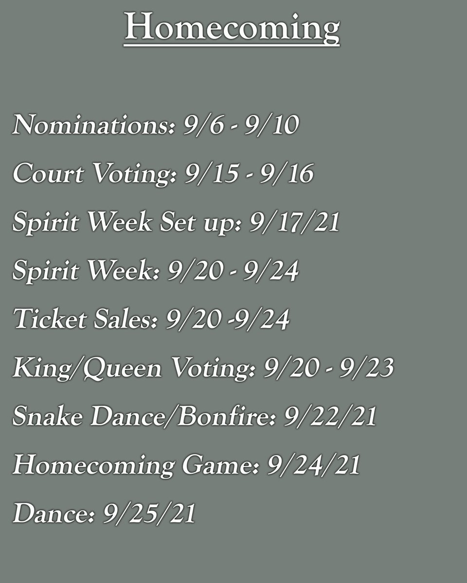 RedGreyCouncil's tweet image. Now that we are closer and things are a go ahead here is the schedule for Homecoming events.