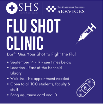 KeckGrad's tweet photo. Getting a flu vaccine is more important than ever. Roll your sleeve up and help protect TCC by getting your flu vaccine. 

Don’t miss your shot to fight the flu. Come to our flu clinic 9/14 – 2pm-6pm and 9/15, 9/16 and 9/17 – 8:30am-4pm (closed for lunch). 
#FightFlu https://t.co/Dlco1xASuL
