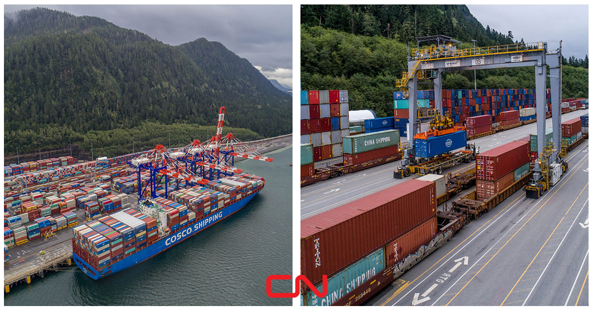 CNRailway's tweet photo. Next Stop Chicago!! CN’s First Priority Train departed this morning from the Port of Prince Rupert @rupertport and will enable the fastest delivery between Shanghai to Chicago via @COSCOSHPGLines CEN service. https://t.co/lfxp9sMKqi