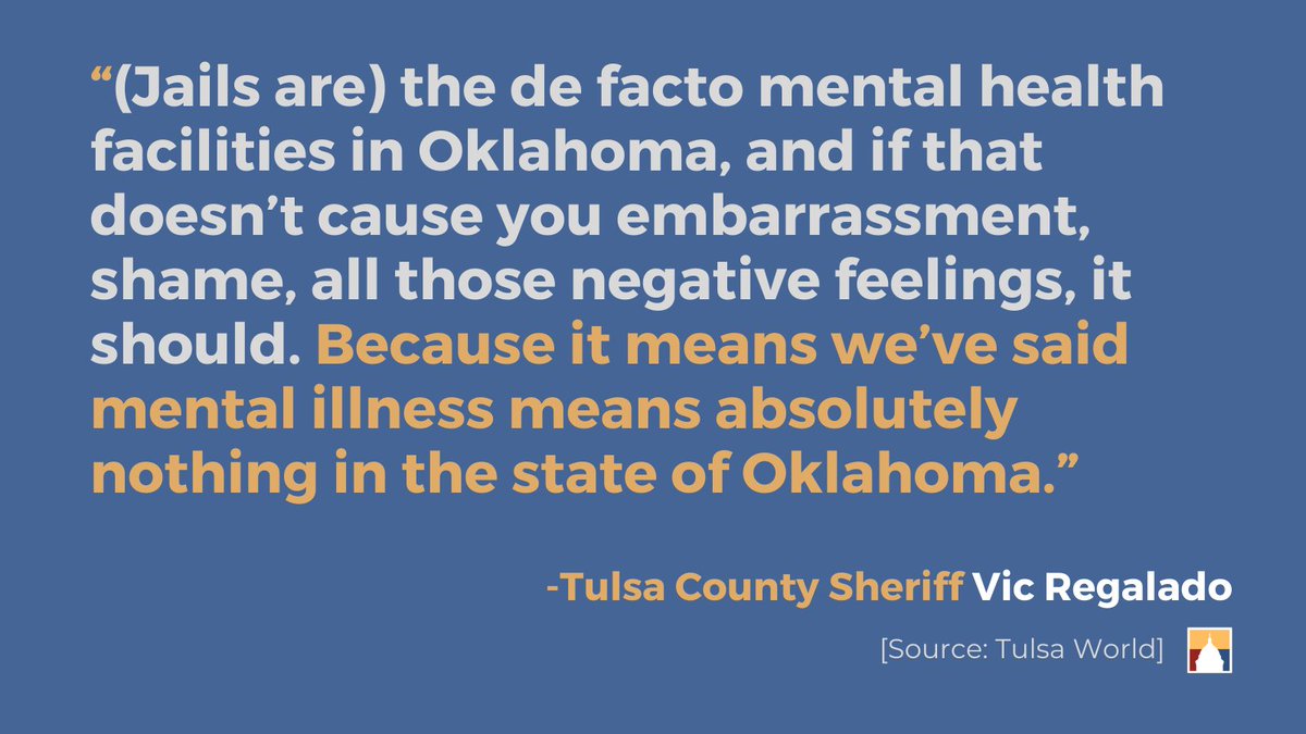 Today's quote of the day comes from Tulsa County Sheriff Tim Regalado, who spoke Monday during an Oklahoma House of Representatives interim study on mental health alternatives to incarceration. 

ow.ly/4kvM50G9Wsk