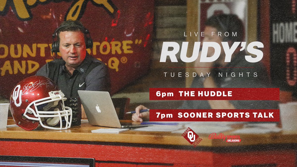 Look who’s back at Rudy’s tonight!

6:00 - The Huddle with <a href="/TRowOU/">Toby Rowland</a> and <a href="/GabeIkard/">Gabe Ikard</a>
7:00 - Sooners Sports Talk with <a href="/CoachBobStoops/">Bob Stoops</a> on site and <a href="/LincolnRiley/">Lincoln Riley</a> joining remotely

See you there! #BoomerSooner