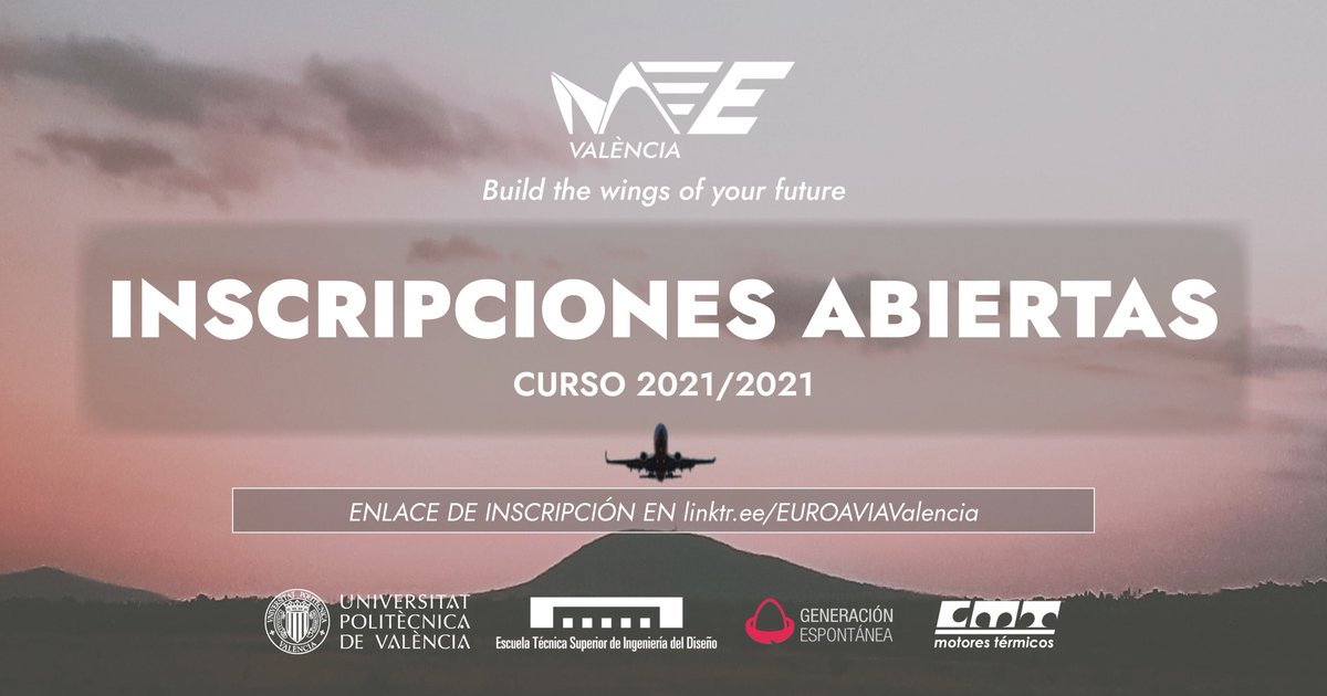 Hola a todos!

El curso 2021/2022 ya ha comenzado y desde EUROAVIA abrimos inscripciones para este curso. 

Este año vuelven nuestras actividades presenciales, charlas y nuevos cursos formativos de la mano de importantes empresas del sector de la aviación.
forms.gle/wAGymUPKF82hcm…