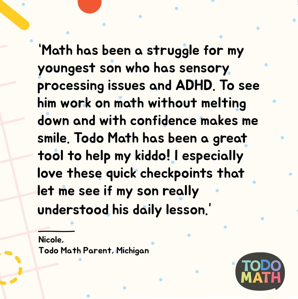 It's math practice that kids ask! #TodoMath is accessible for ALL kids with features like left-handed mode, OpenDyslexic font, help button, and simplified keypad input style allow Todo Math to be tailored to each child’s needs. 

⬇️Download⬇️ today

l8r.it/9fv4