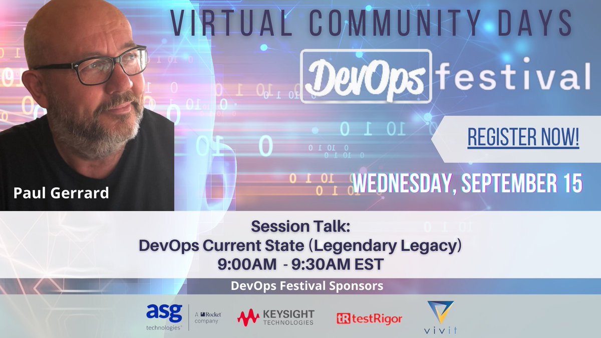 VivitWorldwide's tweet image. Tomorrow we kick off #DevOpsFestival w/the legendary @paul_gerrard as he covers the principles of #DevOps - the importance of #Toolsmiths w/in #DevOps feat &amp;amp; all the tips &amp;amp; tricks you need to change your #DevOps pipeline landscape. 
Register Now!! bit.ly/3z2L1tP