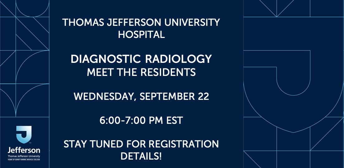 Join our residents on September 22 from 6-7 pm to learn more about why we love our program! Stay tuned for registration details! #Match2022 #ERAS2022 #medstudenttwitter #futureradsres #radres @futureradres