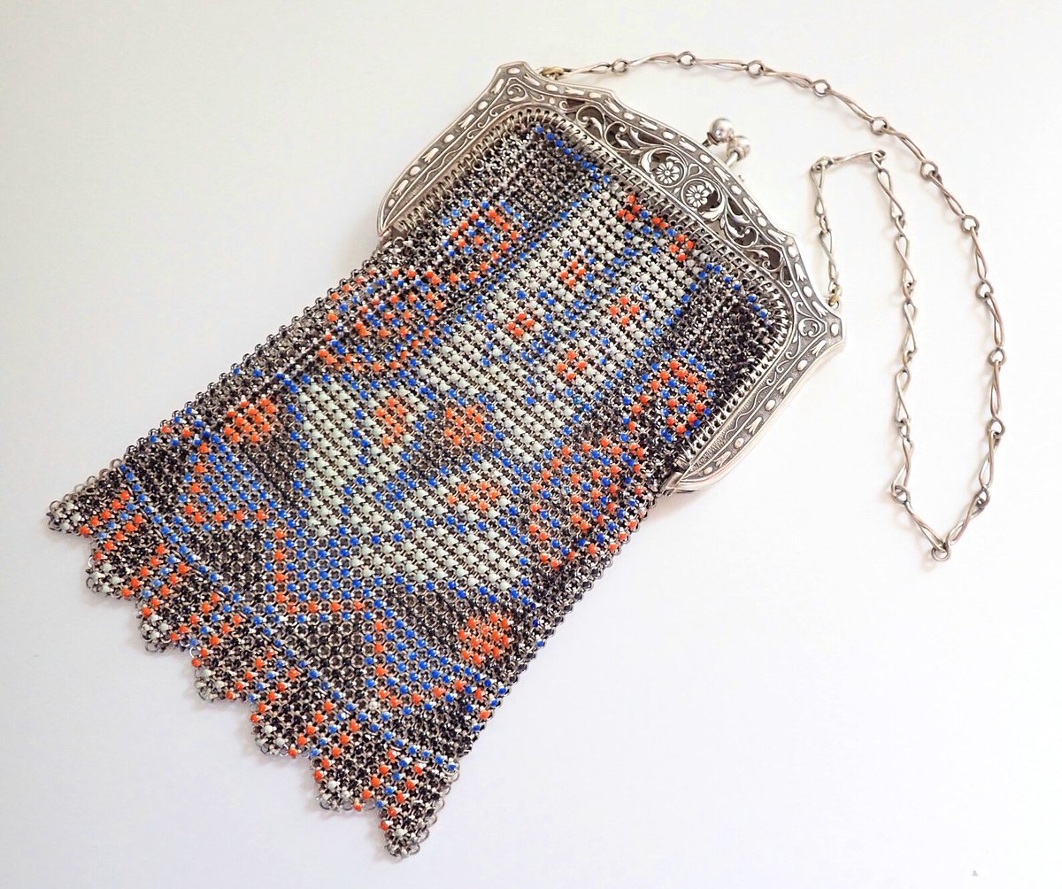Vintage Art Deco Whiting &amp; Davis Mesh Purse 💙 Flapper Beadite etsy.me/2YQKtdT GrandVintageFinery