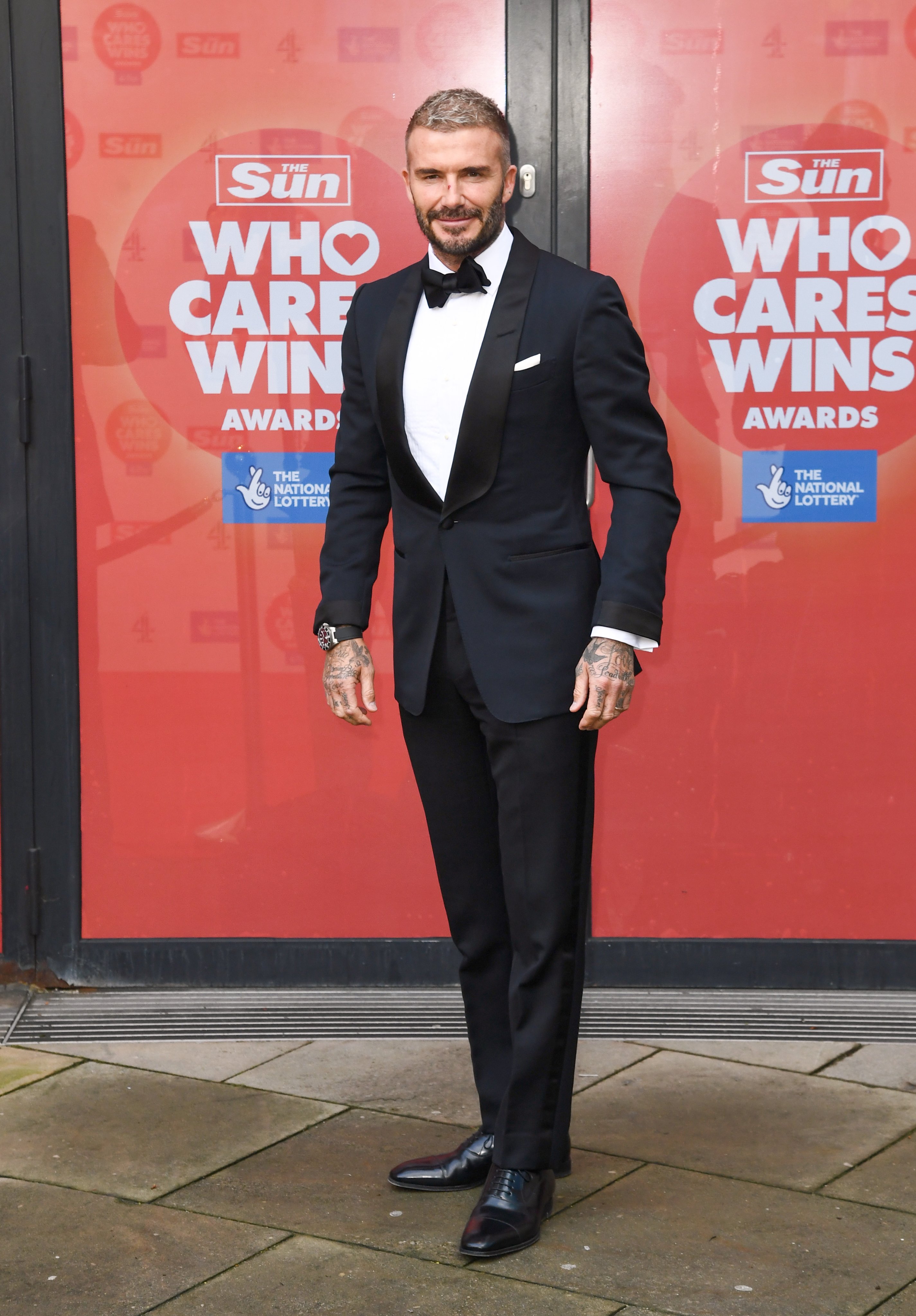 On The Red Carpet on X BECKS IN A TUX. David Beckham attends the Sun s Who Cares Wins Awards 2021 at The Roundhouse in London England. DavidBeckham tuxedo fashion ceebrity entertainment Photo