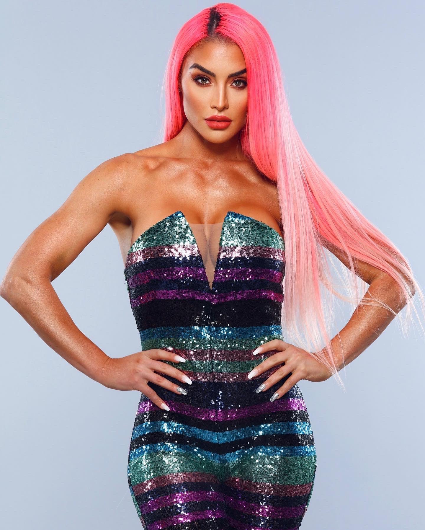 WWE Star Eva Marie Shares New Glittering Pink Power Photos 3