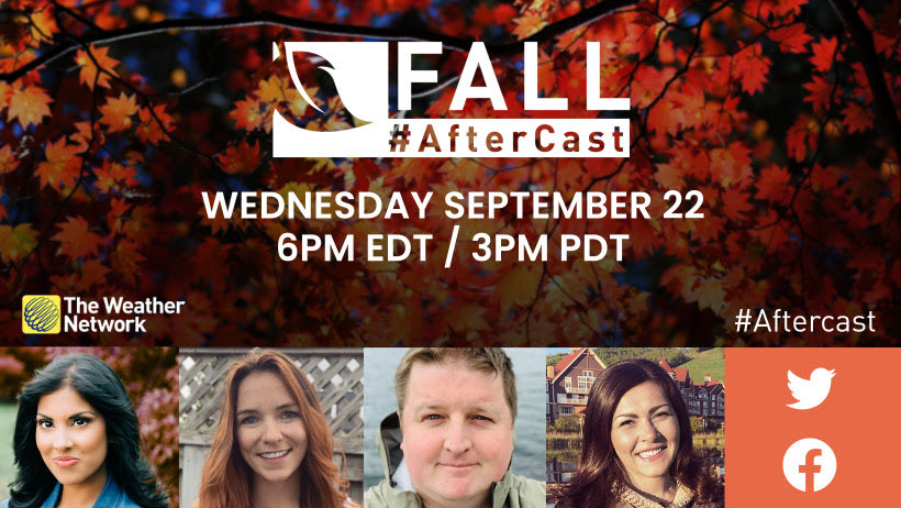HowesNathan's tweet image. Don’t forget to also check out the #FallForecast #AfterCast live on @weathernetwork’s @Facebook and @Twitter on Wednesday, Sept. 22 at 6 p.m. EDT with @SaphiaTWN @ThatMetGirl @NateTWN and @RachelSchoutsen