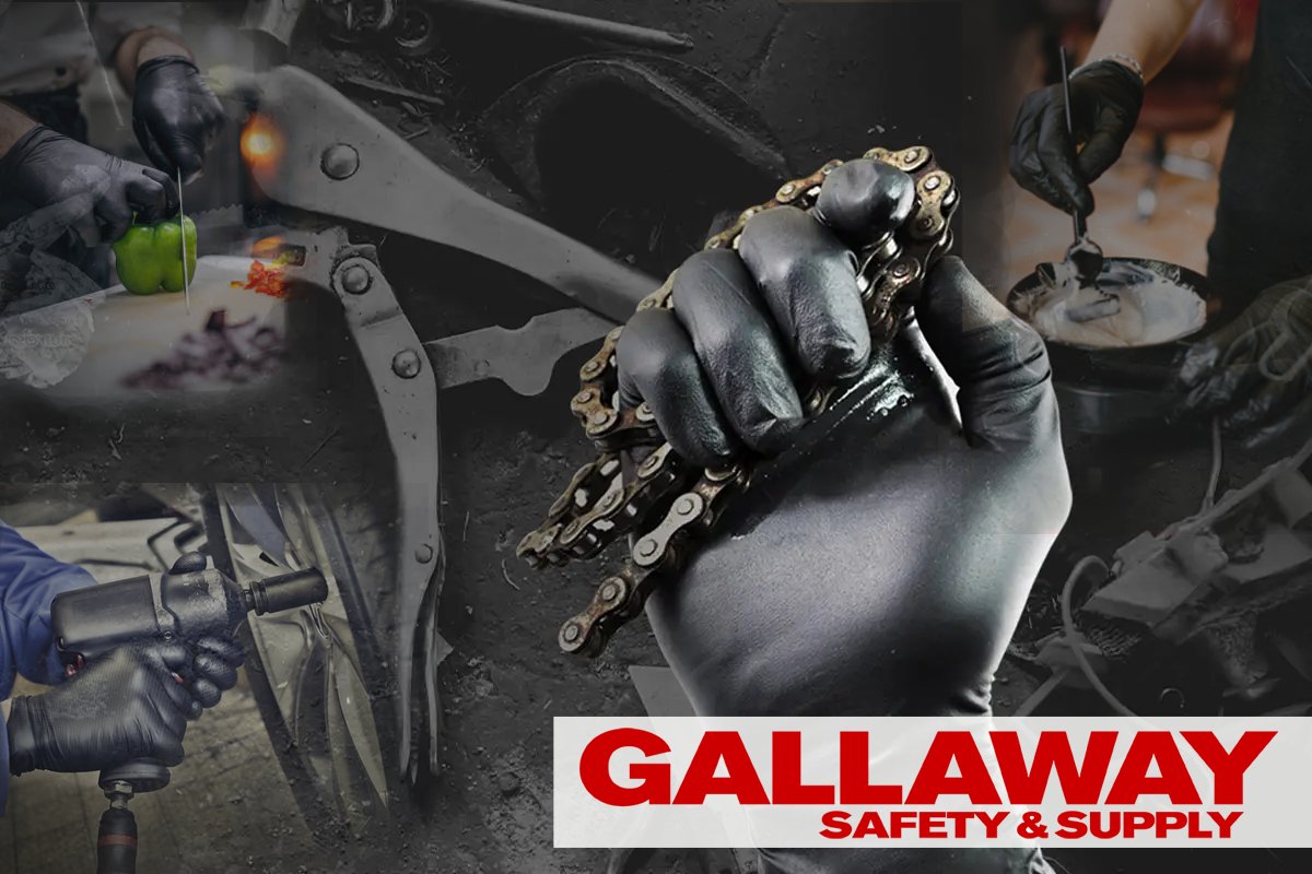 gallawayb2b's tweet photo. Our dispoable black nitrile gloves are resistant to oils, corrosive chemicals, and punctures. Powder and latex-free, these versatile gloves are perfect for handling anything from auto parts and industrial tools - to salon chemicals and foodservice https://t.co/SAfuw3kRhK https://t.co/ICBpfdXODz