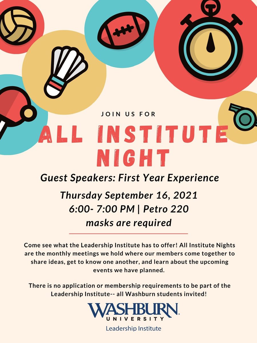 WashburnLI's tweet photo. Reminder: All Institute Night is coming up and we have some meetings before and after! Make sure to get involved with us!! https://t.co/SPWFgc1SqP