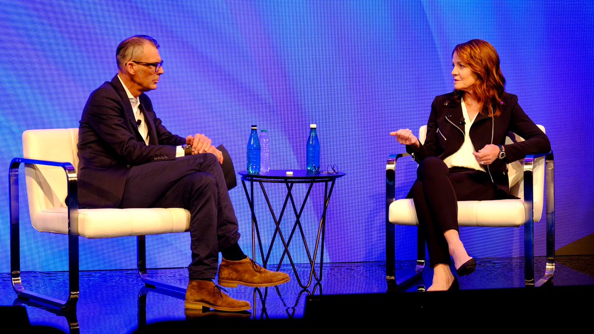 TriNet's tweet photo. TriNet SVP/Chief Sales Officer Jonathan LeCompte and Chief Product Officer Lisa Reeves (@lreeves) discuss adaptability in a connected world and reveal something exciting from TriNet (more to come!)

#TriNetPeopleForce #IncredibleHR #IncredibleStartsHere #YourPeopleMatter #bebrave https://t.co/SjnN2Xrky7
