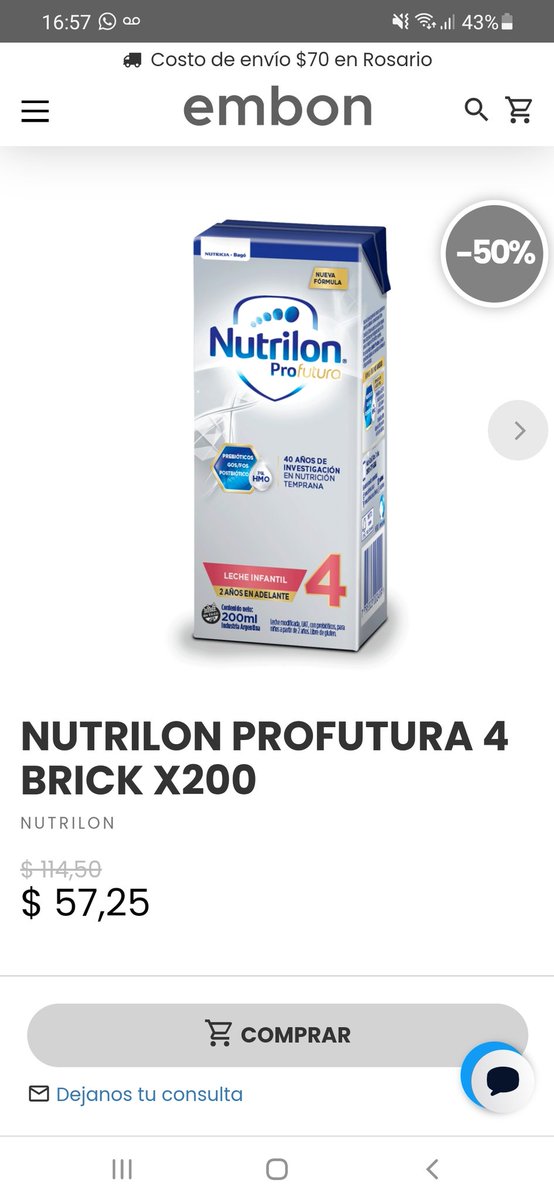 PreciosRosario2's tweet photo. Bien por Farmacia #Embon 👏
Las promos son acumulables con #BilleteraSantaFe en los locales y a domicilio
Algunas promos 👇
💰 $57,25 #Nutrilon4 (200 ml)
💰 $1152 #Nutrilon3 x800
💰 $1344 #Nutribaby1 x800
💰 $1364 #Enfabebe1 x800
🌐 https://t.co/yR9Oxf1ZWr
#LecheEnRosario 🥛 https://t.co/DcwDepoEsE