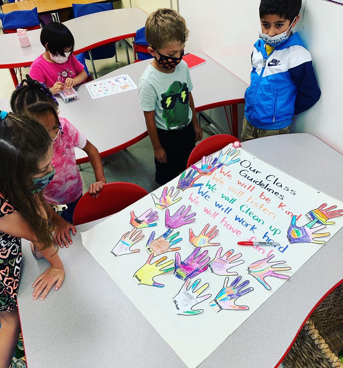 unitycharter's tweet image. The kindergarten Honey bees completed their classroom guidelines today! Instead of signatures we traced each of their hands and they decorated them ☺️🐝🙌🏼