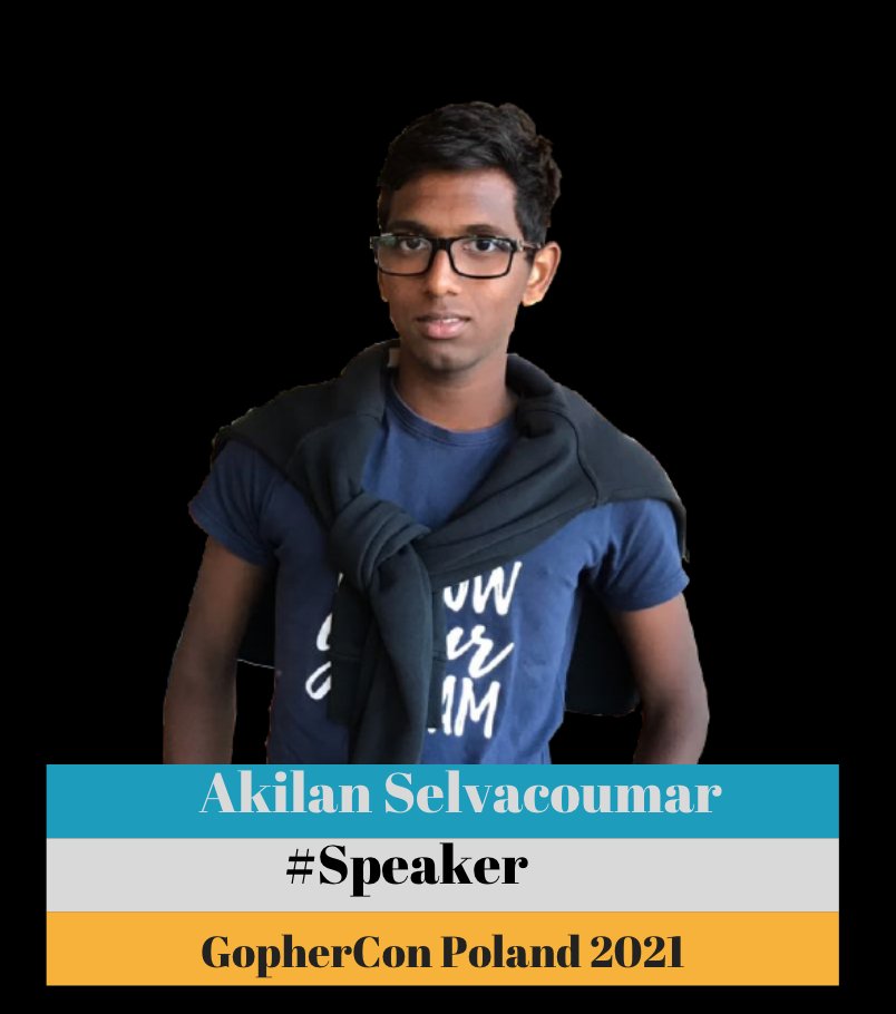 GopherConPL's tweet image. Let's time to meet our next speakers! Like he introduce self, Akilan is just a normal person and love to build stuff, he is also a huge believer in randomization. #golang #gophercon #goprogramming #conference