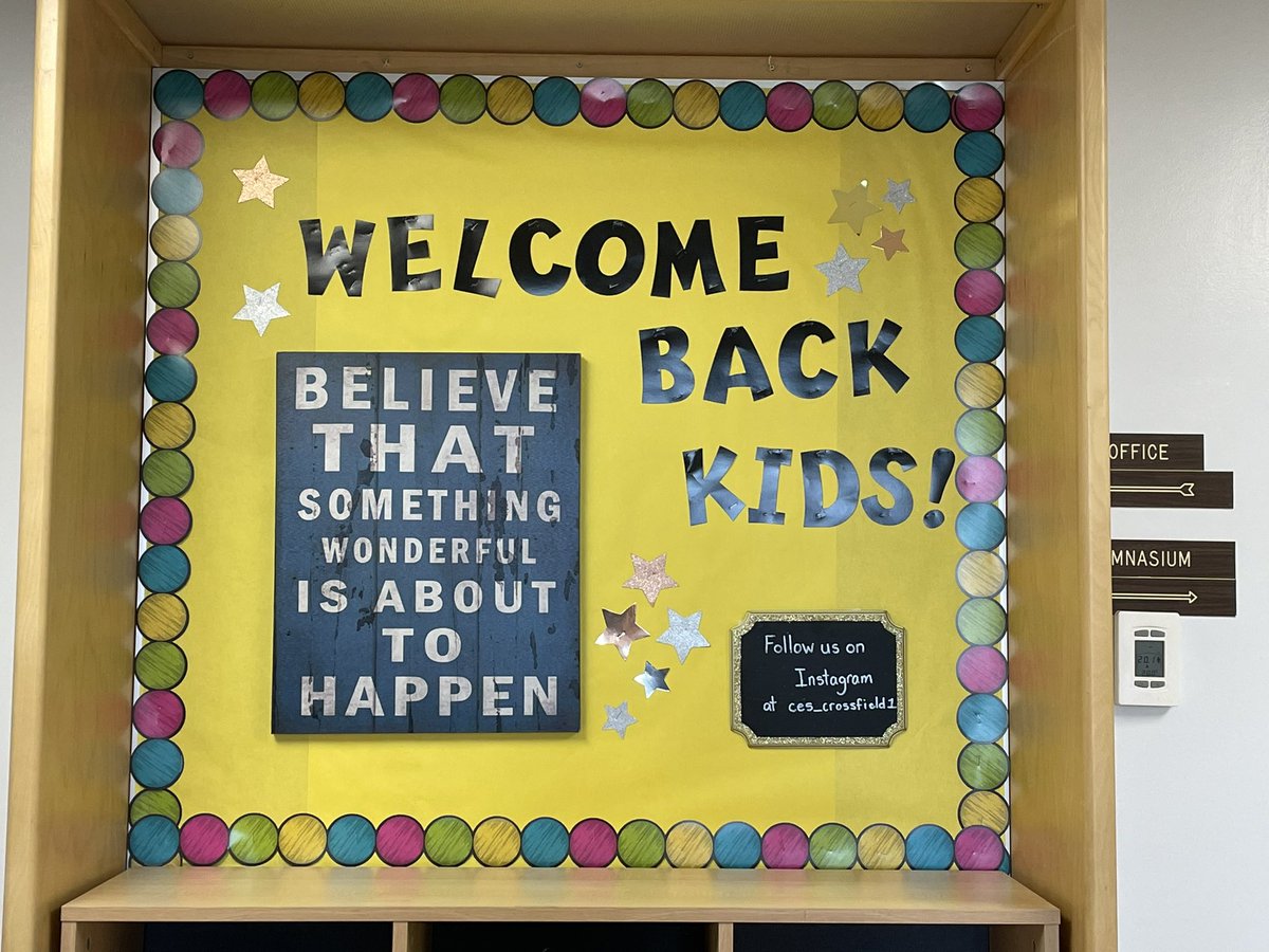First thing visible when you enter @CrossfieldCES. Setting the tone right from the start. School looks amazing with fresh paint job, new LED lighting, new ceiling tiles, gym painted and redone hardwood flooring. Fresh and focused learning environment. #RVSed