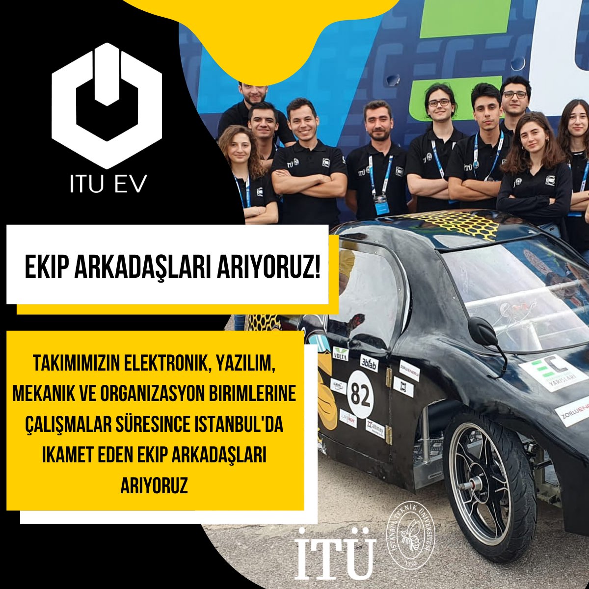 2022'de Londra'da ve Teknofest'te yarışacak olan İTÜ Elektrikli Araç Takımı yeni takım arkadaşları arıyor! Sen de ITU EV takımının bir parçası olmak istiyorsan aşağıdaki linkten başvurunu yapabilirsin!!! 🏎 🏎
forms.gle/njiA3guaxw5YFP…