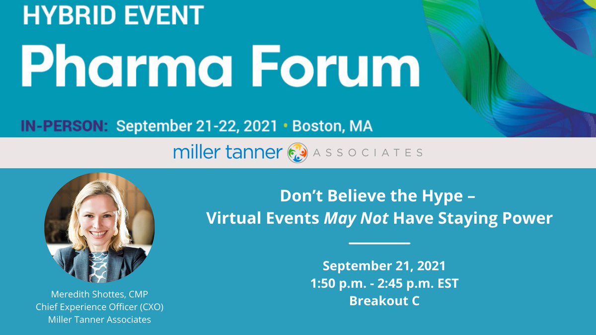 Attending #PharmaForum? Don't miss Meredith's presentation on Sept. 21. Gain powerful insights to keep ahead of the current event 'buzz'. #VirtualEvents #EventProfs #LifeSciences #Pharma #MeetingsandEvents #MeetingIndustry #MeetingProfs #MedicalMeetings #CorporateEvents