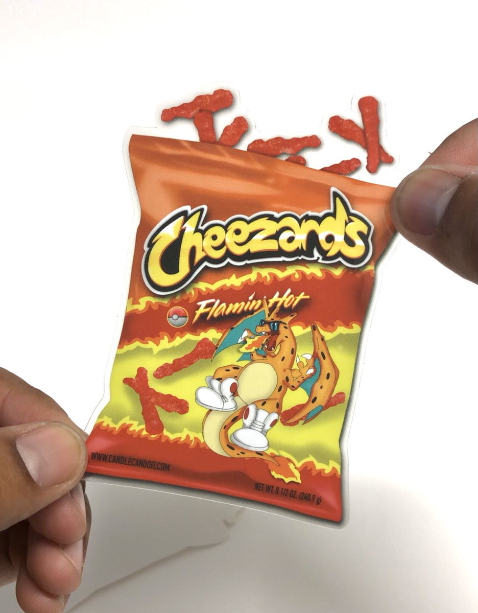 candlecandoit's tweet photo. Cheezards Sticker on the website! Link in bio! #charizard #hotcheetos https://t.co/bynpb2OeTf