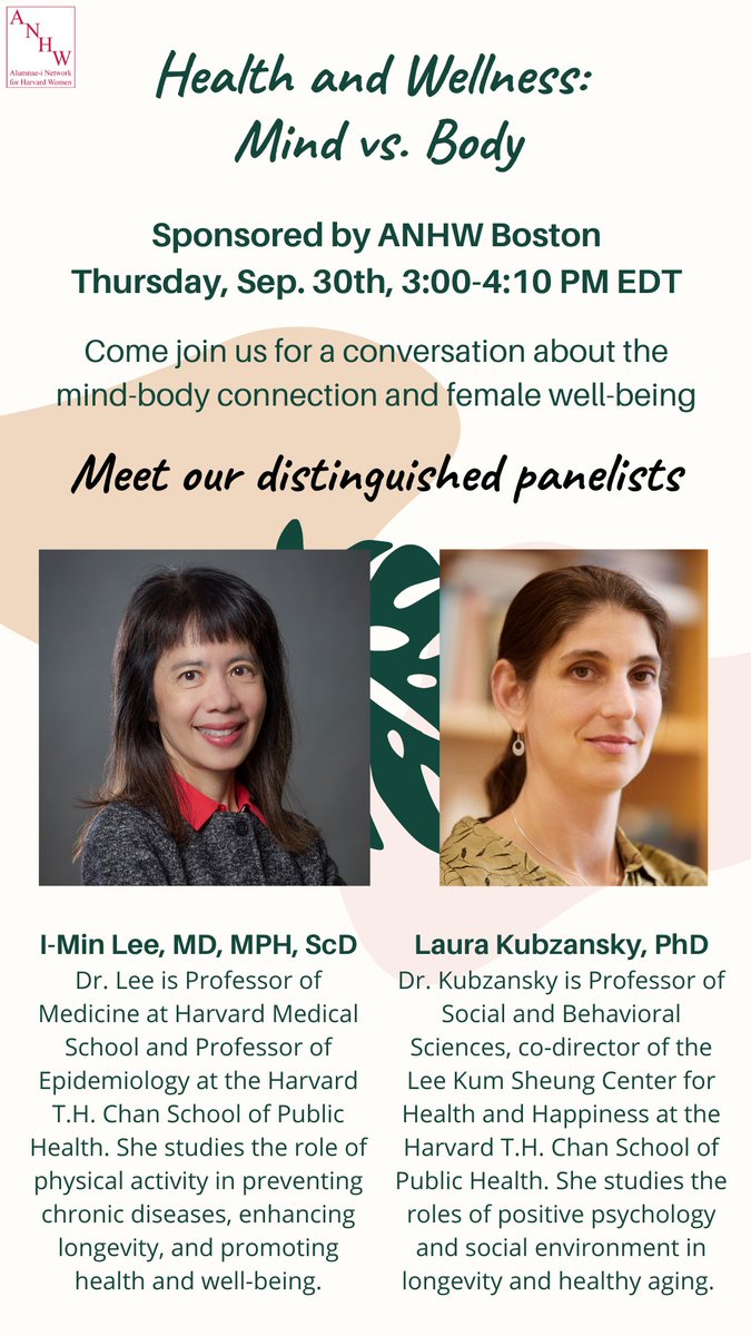 We are thrilled to invite you to join us and our incredible panelists. More details to follow! In the meantime, mark your calendar and keep an eye for our newsletter. #Harvard #HarvardHealth #HarvardUniversity #HarvardAlumni #HarvardAlumnae