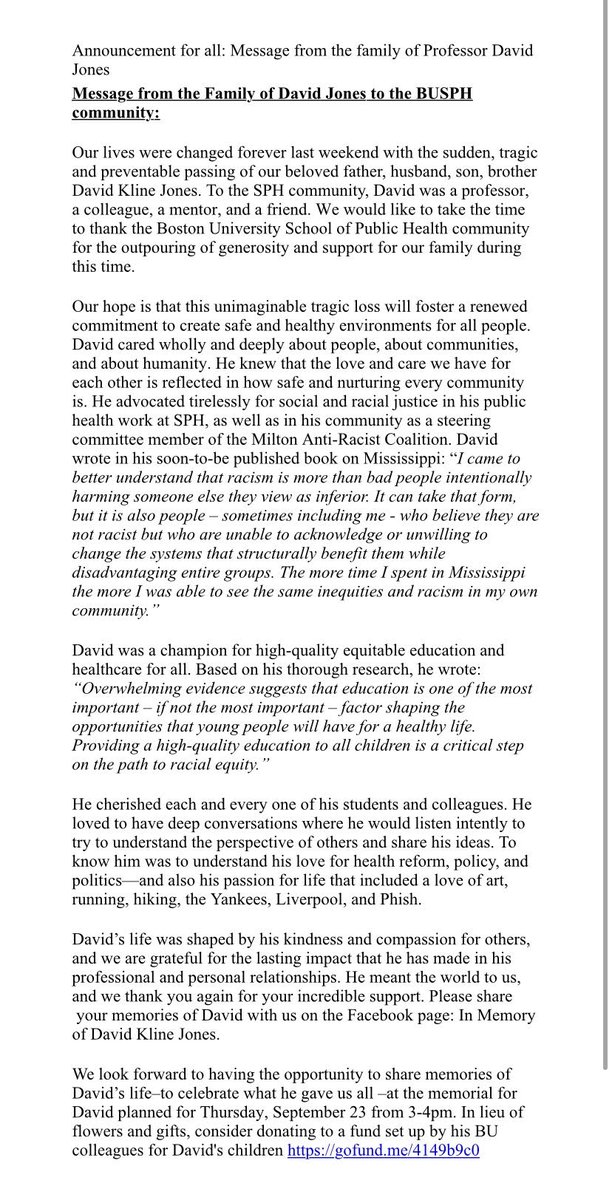 Eli Rosenberg Nbc10 Boston On Twitter Our Lives Were Changed Forever Last Weekend With The Sudden Tragic And Preventable Passing Of Our Beloved Father Husband Son Brother David Kline Jones Family Of