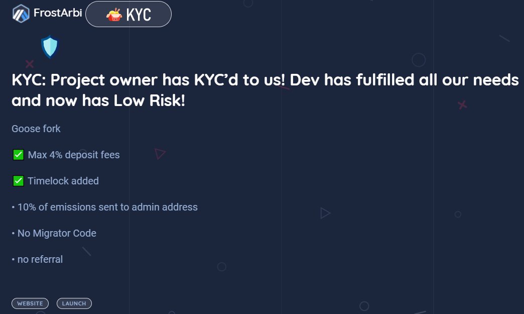 jagosafer's tweet photo. 🛡KYC: Project owner has KYC’d to us! Dev has fulfilled all our needs and now has Low Risk!

🔥Our congratulations FrostArbi!
https://t.co/BL2xyi24Lp
Website https://t.co/gvvZP8CqA7 https://t.co/SY2FXAWoH8