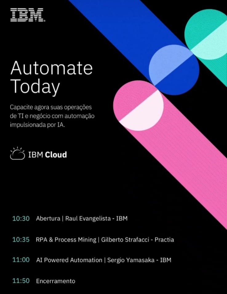 PractiaBrasil's tweet photo. 💡Inscrições abertas 🚨

@ibmbrasil
@IBMcloud
@PractiaGlobal

Automate Today com Practia e IBM: Conheça como Process Mining pode alavancar a Transformação Digital e a Automatização Inteligente de Processos.
 https://t.co/JnsSKfYeeq https://t.co/LljATsnK43