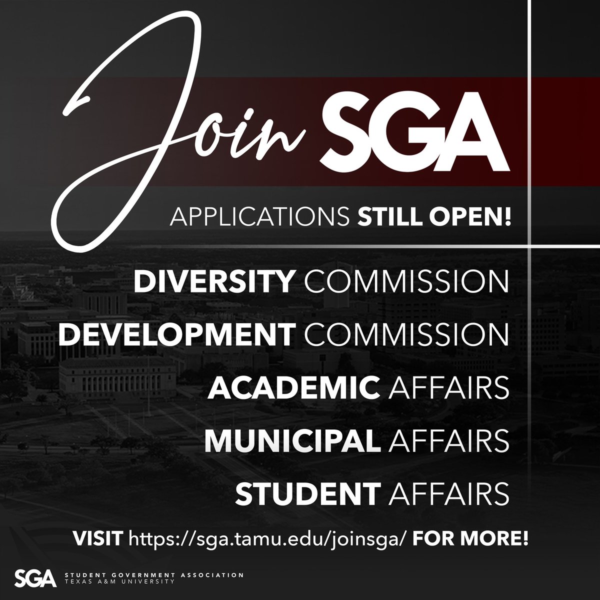 tamu_sga's tweet photo. Check out the committees that still have applications open!
Visit https://t.co/wHtuJN6cij for more information. ππ
#TAMUSGA https://t.co/B7BjAhF6YR