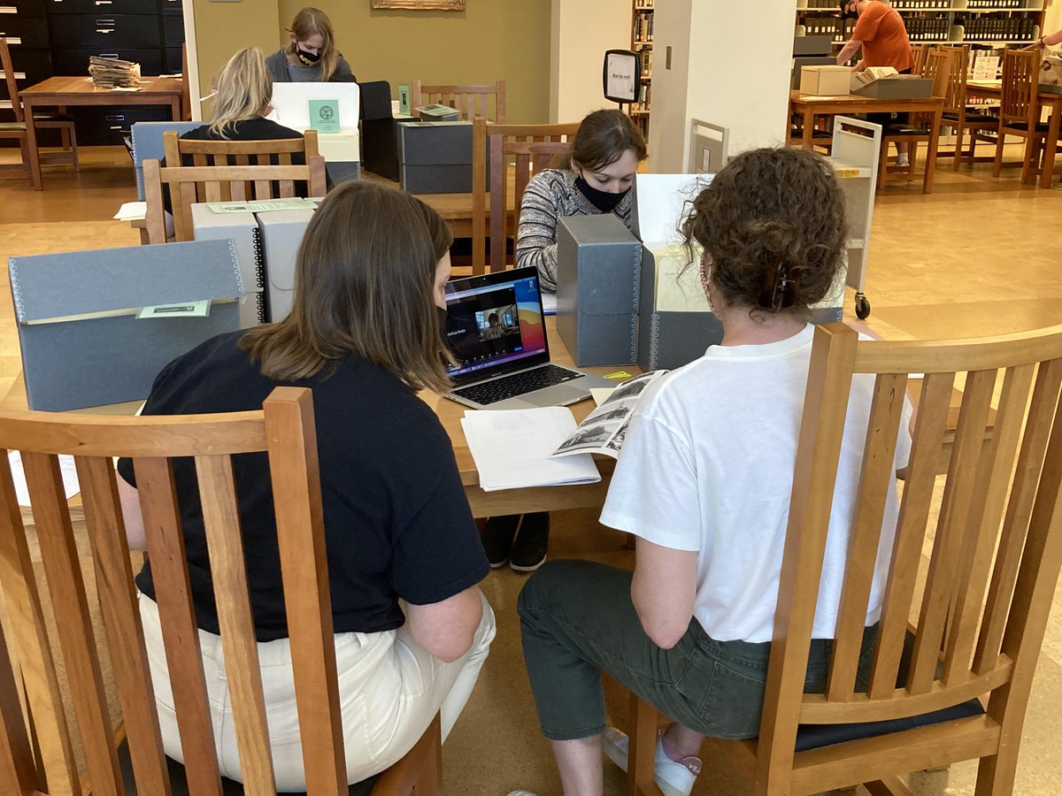 AppStateSCRC's tweet photo. Members of Dr. Andrea (@HistoryAndrea) Burns' HIS 5640 class (Interpretation in Museums) visited Special Collections to prepare an exhibit for the ‘Boone 150’ sesquicentennial celebration!
#AppStateHistory #PublicHistory #Boone150 #JonesHouse https://t.co/99WVShTfnH