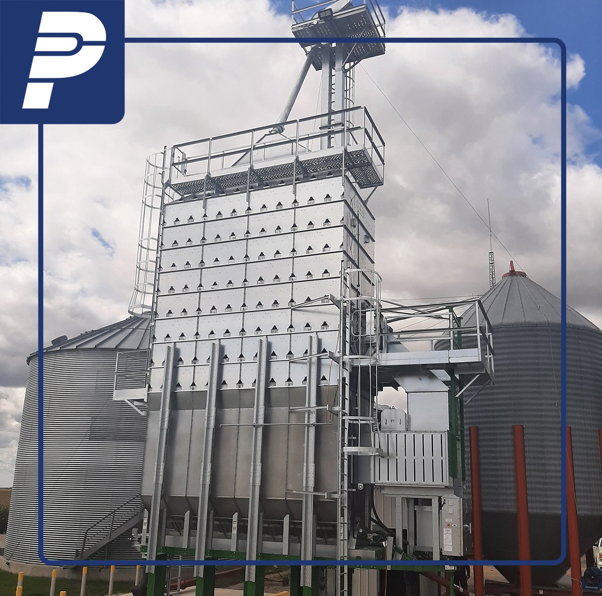 PennerFarm's tweet photo. A recent installation of a 1608 @SukupMfg  Co. Mixed Flow Dryer and @RadEquipements grain leg by our Manitoba grain team in the Red River Valley!

#pennerfarmservices #webuildfarms #sukupmfg #radequipment #vacuumcooling #heatrecovery https://t.co/Mb76x3SY1A