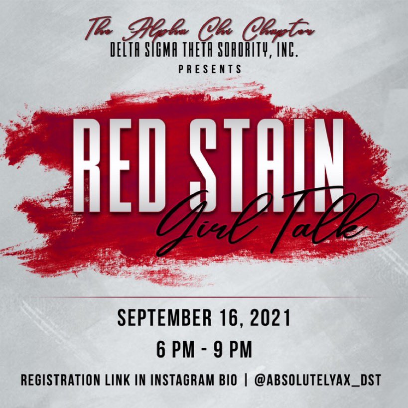 Y'all know what time it is! Join us Thursday at 6:00 pm for Red Stain Girl Talk. Registration link in our bio ❤️