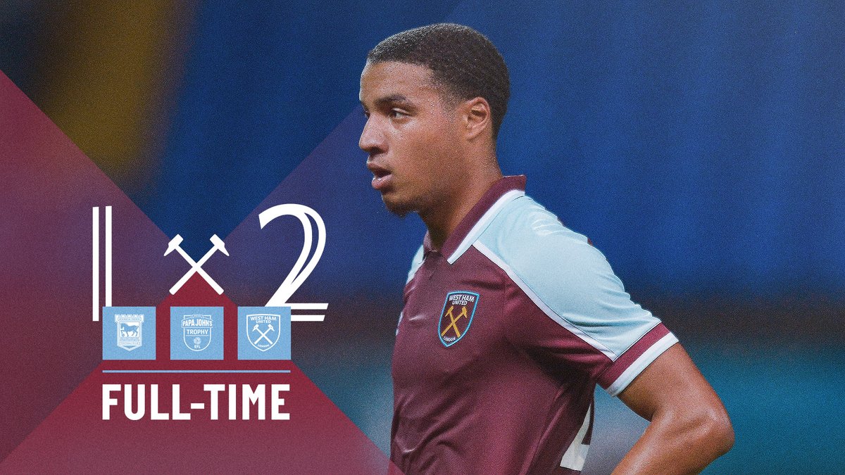 And that's the full-time whistle! 

Goals from Forson and Okoflex means that Halajko's young Hammers start their <a href="/PapaJohnsTrophy/">.</a> campaign in the best possible way! 

#COYI 1-2 ⚒️