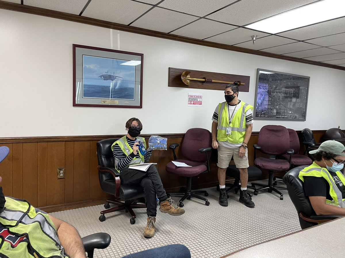 Recognizing our safety committee member with a shirt and water bottle!