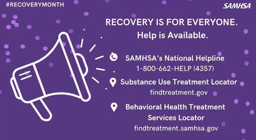 markfobrien's tweet image. This #RecoveryMonth , let's celebrate the millions of Americans who are living their lives in #recovery and honor those who work to make recovery possible. 
💜 If you or someone you know needs support, help is available: fal.cn/3i9u4