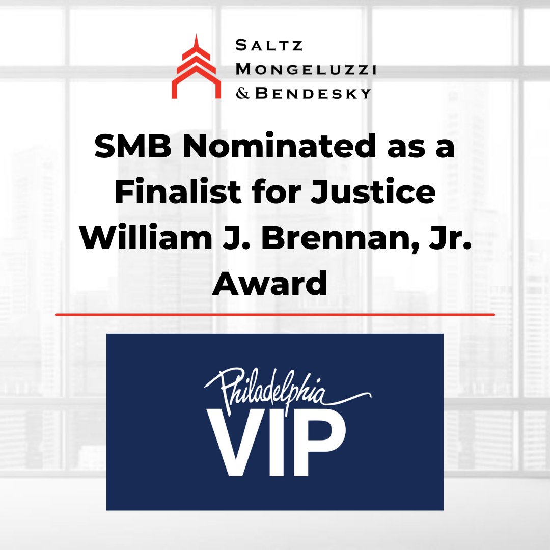 We're honored to be nominated as a finalist for the <a href="/Philly_VIP/">Philadelphia VIP</a> Justice William J. Brennan, Jr. Award.

The firms nominated for this honor are being recognized for their pro bono work with Philadelphia VIP.

hubs.li/H0Xjbxw0

#ProBono #PhillyLaw