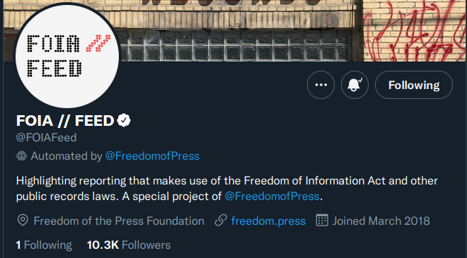 @FOIAFeed, by @FreedomofPress