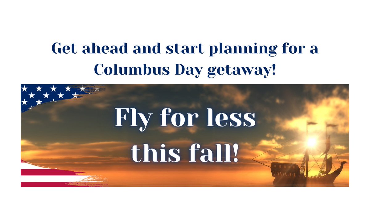 TravelgearWorld's tweet photo. Get ahead and start planning for a Columbus Day getaway! 
Save up to $25 off  Fees on Flights 
Check all deals here https://t.co/JPMmZX3vW4

#christophercolumbus #nativeamericans #happycolumbusday #nyc #usa #newyork #us #america #nativeamerican https://t.co/ByCabBSyMJ