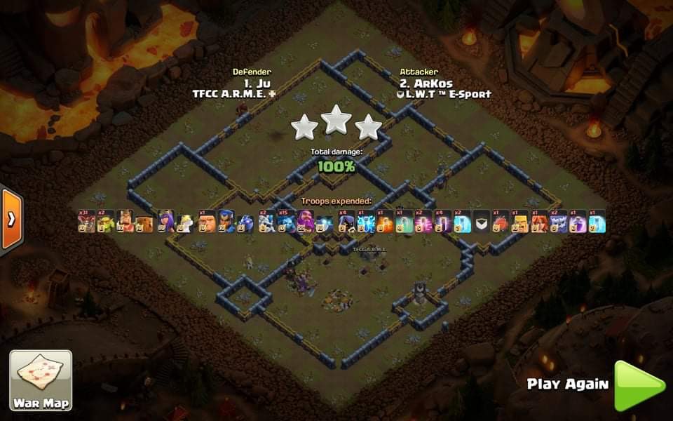 After 2 very good wars, we qualified for the grand final of the tournament <a href="/GEmFo_/">#GEmFo</a> 🥳
1 important defense and 1 attack for fun, GG <a href="/ARMECOC/">A.R.M.E. | coc</a> 👏🏼
 398% / 400% for me during this tournament 🙌🏼