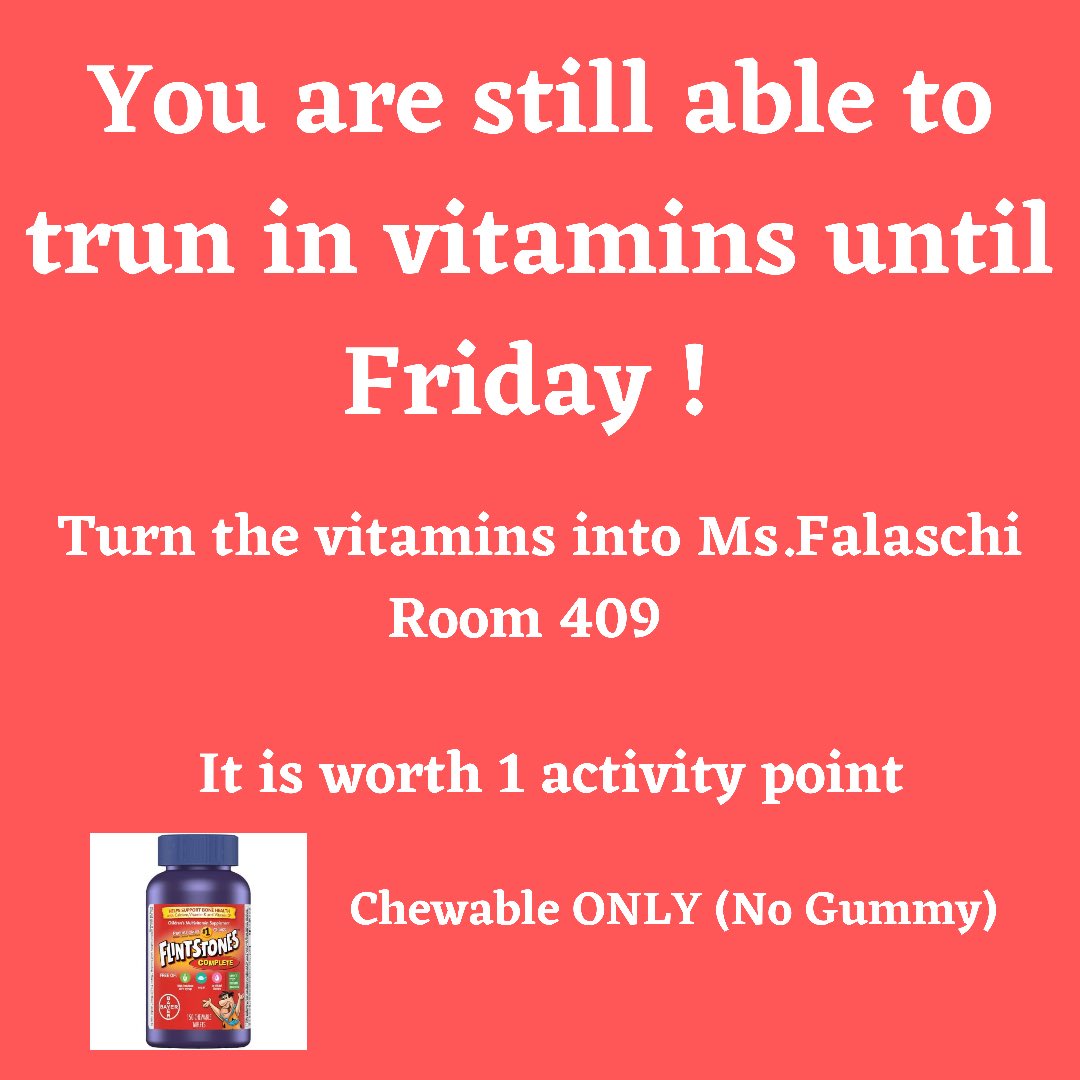 LosBanosFFA's tweet photo. Turn in vitamins for Guatemala to earn 1 activity point! See Ms. Falaschi in room 409 https://t.co/bnhmNjWCWi