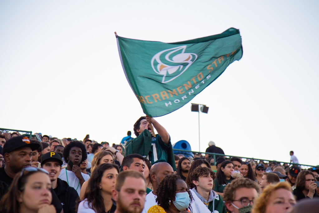 SacStateStudent's tweet photo. Hey Hornets! Thank you for coming and showing your support at the first home football game last Saturday! Are you guys excited for the next home game? Let us know in the comments below!⁠

#sacstate #football #firstgame #sacstatefootball #sacstatecheer #sacstateasi  #collegeLife https://t.co/AYi7TvhPaK