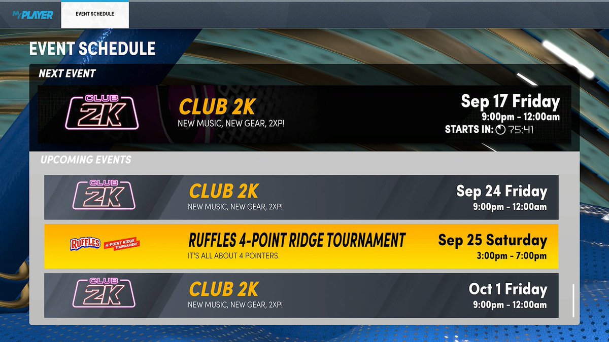 Next Gen Event Schedule #NBA2K22