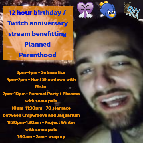 ZSeabeard's tweet photo. Our charity stream is finally here in two days (9/16) 2pm-2am! Its also my birthday and one year of affiliate! Schedule is below. Please stop by if you can and contribute to Planned Parenthood, one of the best resources for trans medical services #TransRightsAreHumanRights (1/4) https://t.co/rkeAyCaZR8
