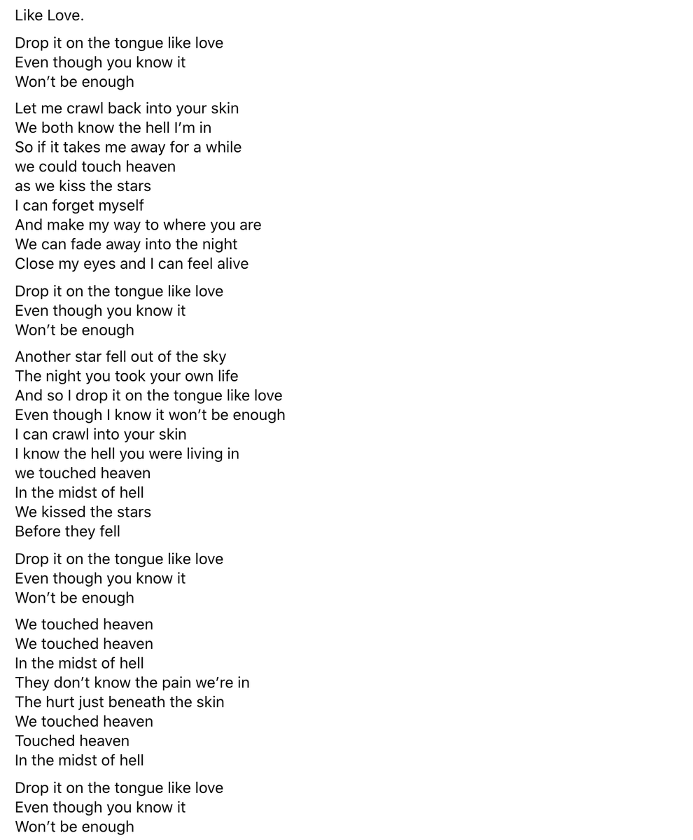 joelfcbirch's tweet photo. Lyrics to our new song, which I wrote for Ahren when his beautiful friend SK died. SK Forever. https://t.co/TjN0pbFJ0U