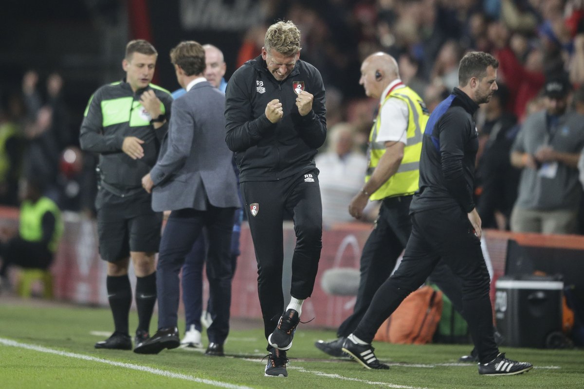 afcbournemouth's tweet photo. When you get three points and your goalkeeper puts in a 10/10 performance 🥰

Our goalkeeping coach Rob Burch enjoyed that one! 

#afcb 🍒 https://t.co/5BCxM8ZWUC