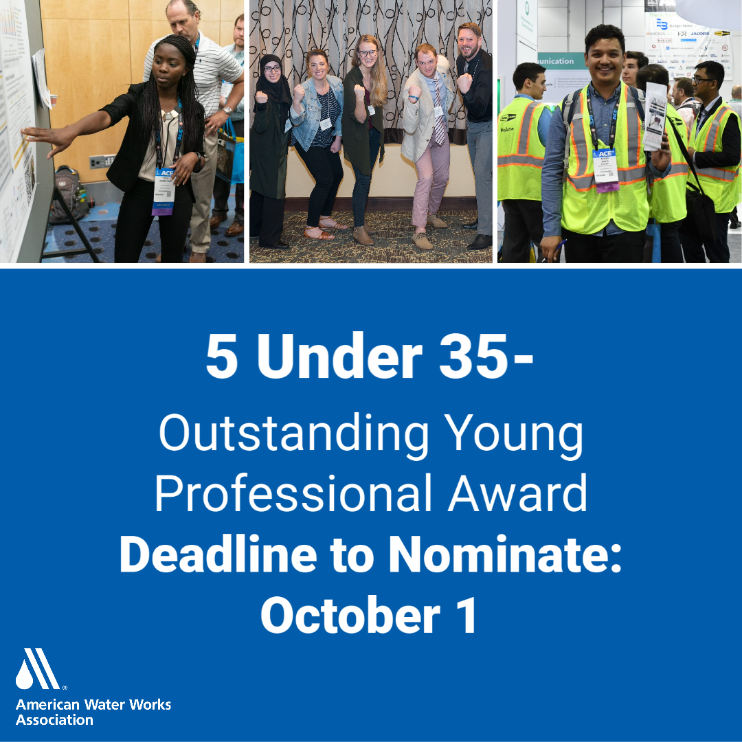Nominations for AWWA's 5 Under 35 Outstanding Young Professional Award for 2022 are due on Oct 1, 2021. Know a NEWWA YP that would be worthy? DM us to nominate. NEWWA’s own Jihyon Im was a 2021 AWWA 5 Under 35 recipient! #youngprofessionals #futureofwater #waterprofessionals