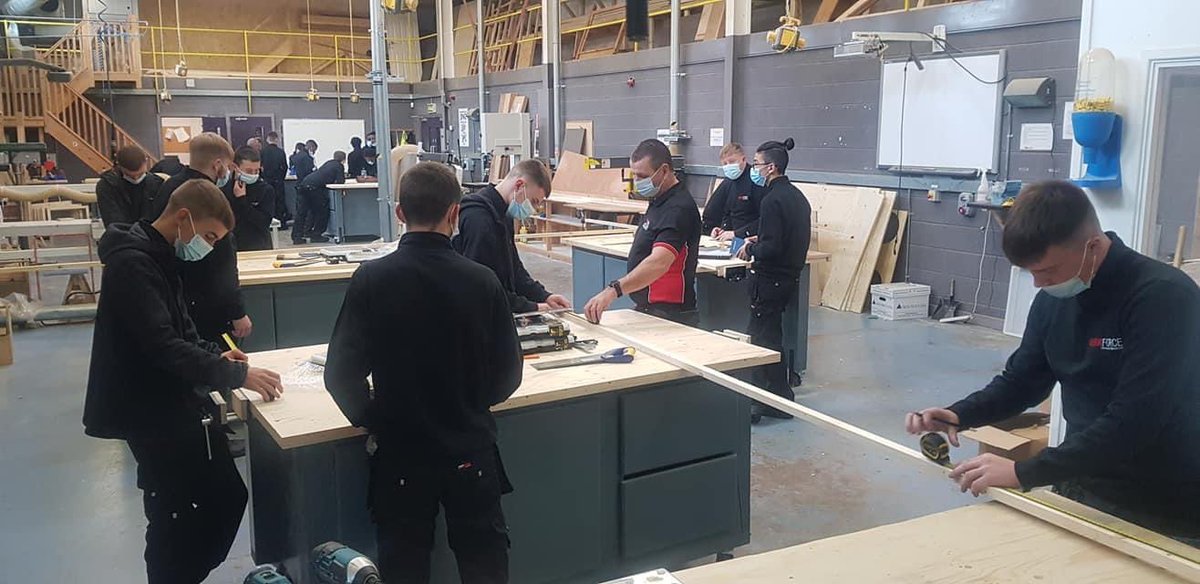 Workforceonline's tweet photo. A full house in Joinery today as we welcome back @stjosephs1992 students working with Tutor Michael McManus. Our Skills for Life &amp; Work group 2 have started their vocational training with Tutor Dermot Drain.
#madetherightchoice https://t.co/PFcs0FIKEC